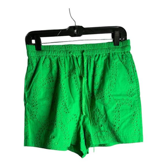Sanctuary Green Eyelet High Waisted Shorts With Drawstring Size Medium